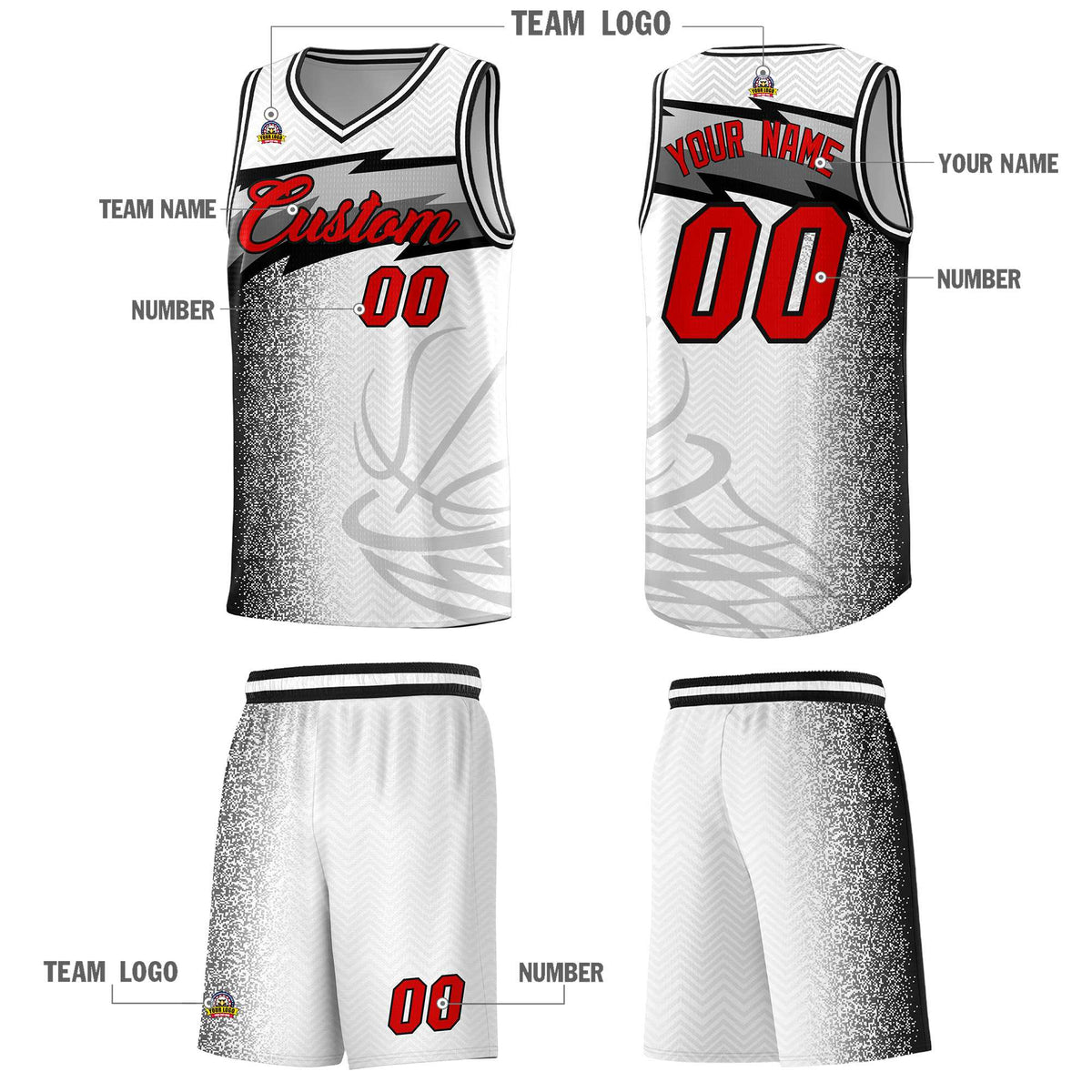 Custom White Dot Scatter Graffiti Pattern Sports Uniform Basketball Jersey|KXKSHOP