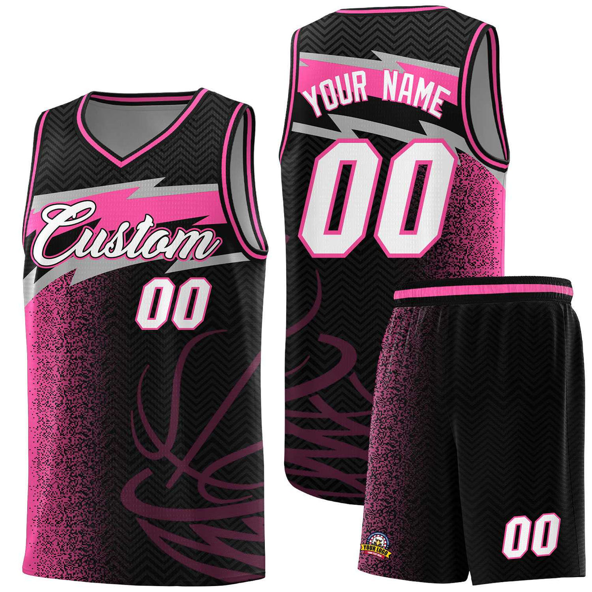 Custom Black Dot Scatter Graffiti Pattern Sports Uniform Basketball Jersey|KXKSHOP