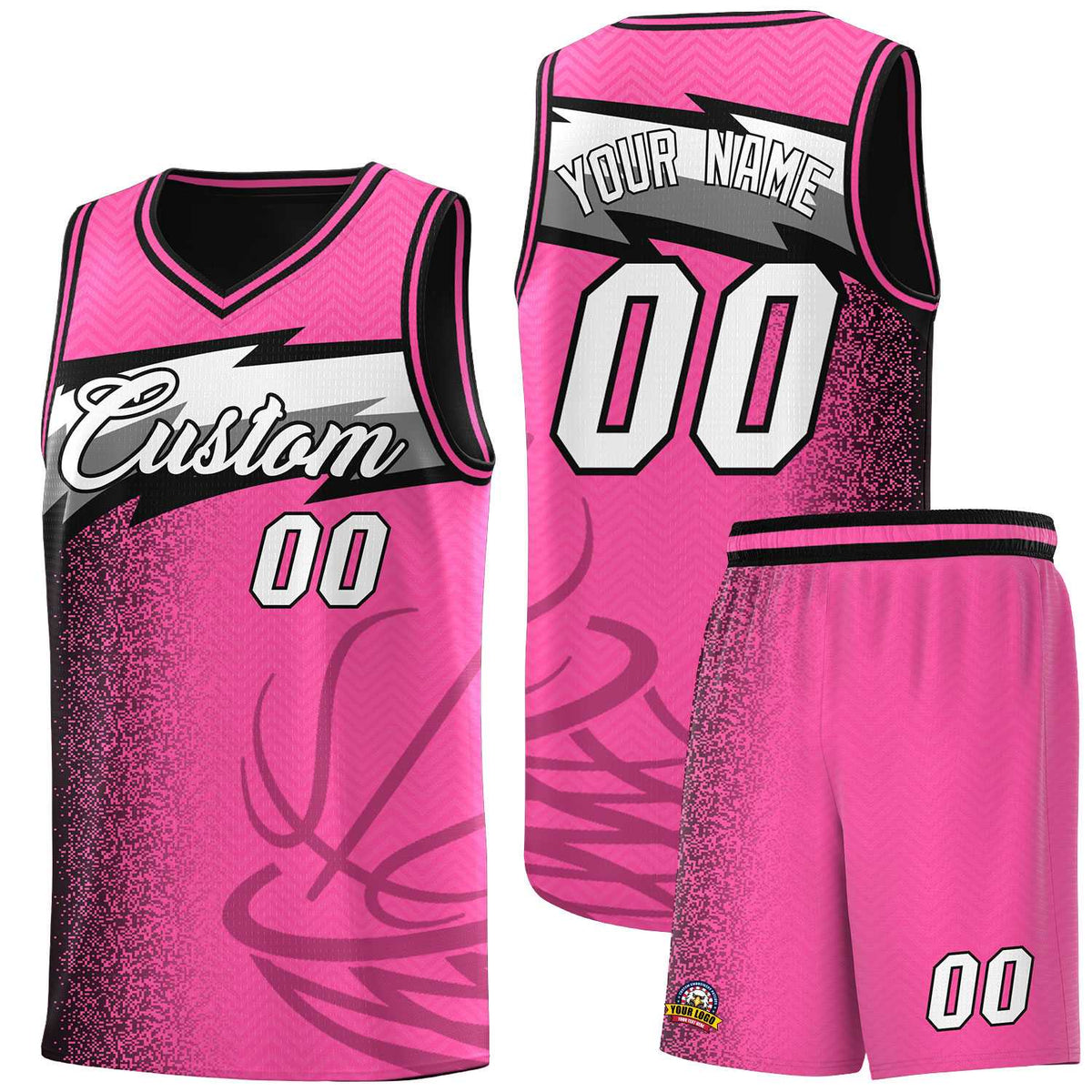 Custom Pink Dot Scatter Graffiti Pattern Sports Uniform Basketball Jersey|KXKSHOP