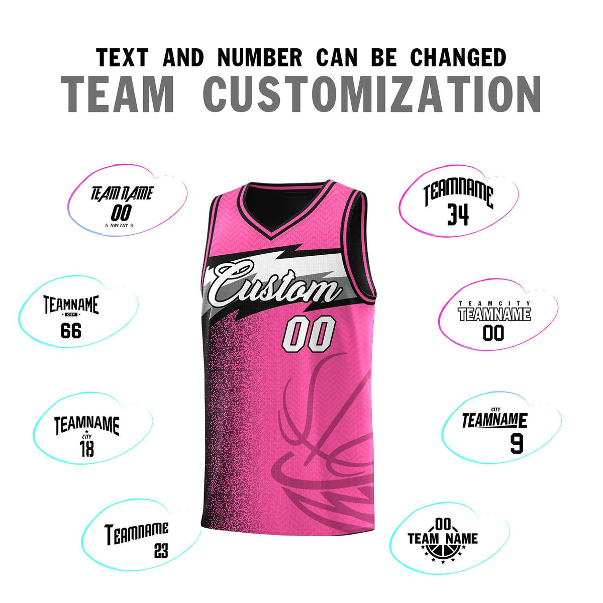 Custom Pink Dot Scatter Graffiti Pattern Sports Uniform Basketball Jersey|KXKSHOP