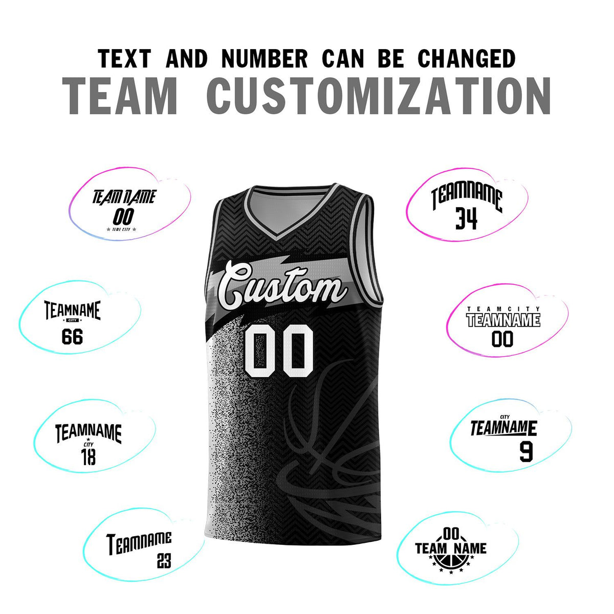 Custom Black Dot Scatter Graffiti Pattern Sports Uniform Basketball Jersey|KXKSHOP