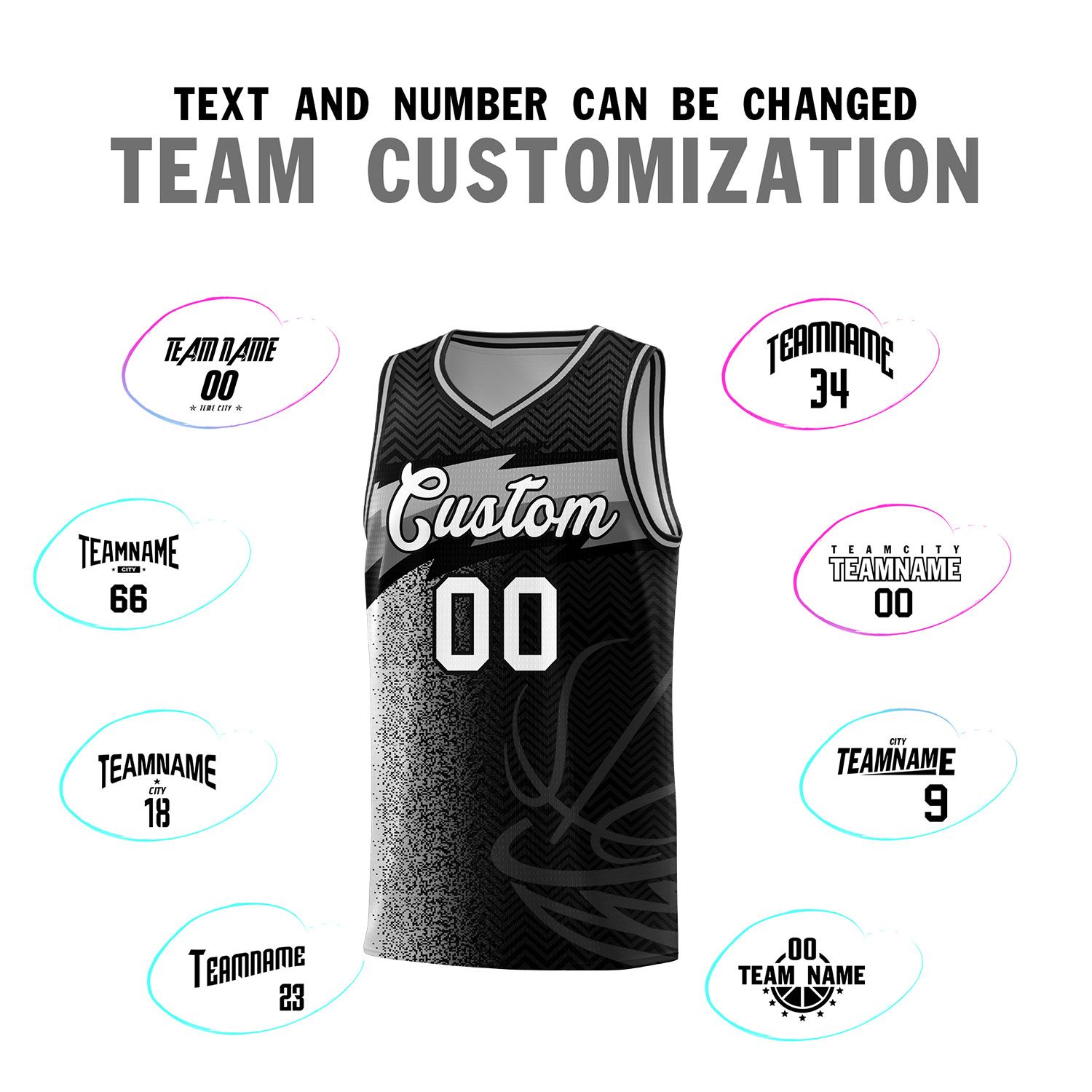 Custom Black Dot Scatter Graffiti Pattern Sports Uniform Basketball Jersey|KXKSHOP