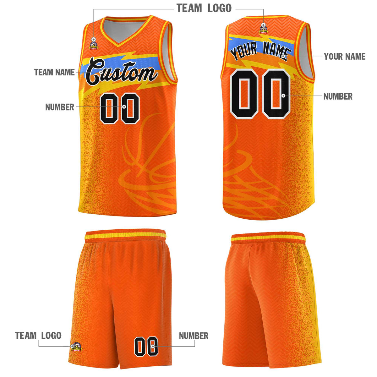 Custom Orange Dot Scatter Graffiti Pattern Sports Uniform Basketball Jersey|KXKSHOP