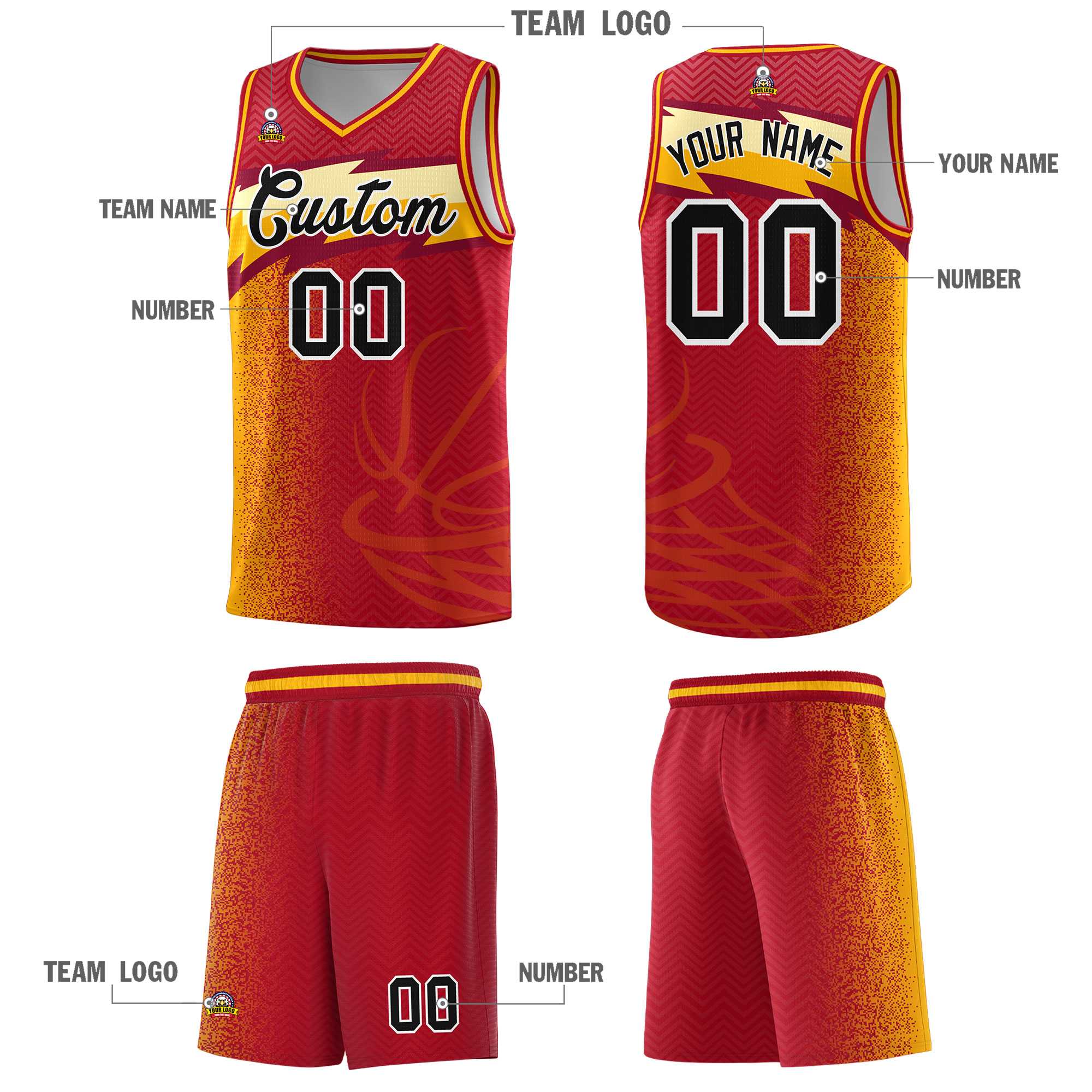 Custom Red Dot Scatter Graffiti Pattern Sports Uniform Basketball Jersey|KXKSHOP