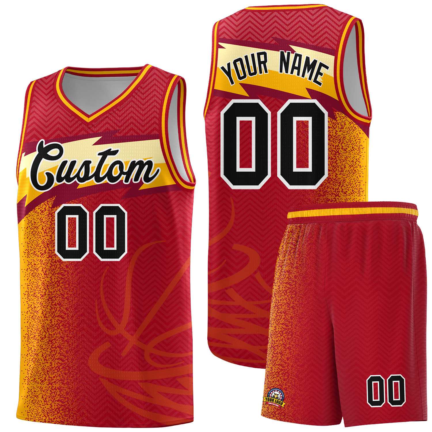 Custom Red Dot Scatter Graffiti Pattern Sports Uniform Basketball Jersey|KXKSHOP