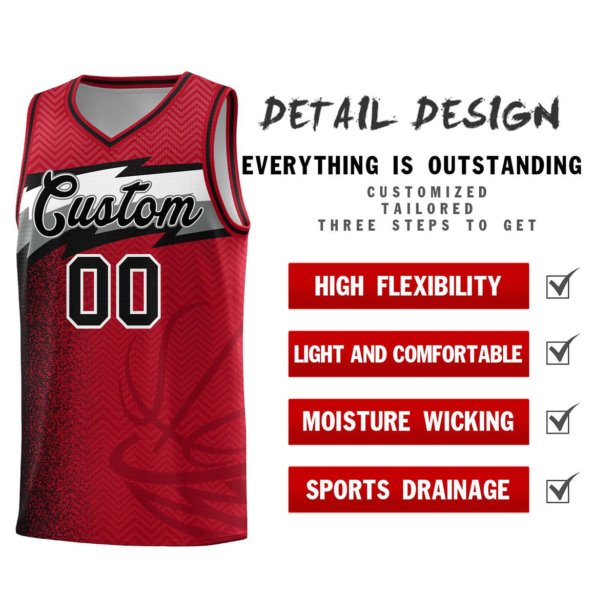 Custom Red Dot Scatter Graffiti Pattern Sports Uniform Basketball Jersey|KXKSHOP