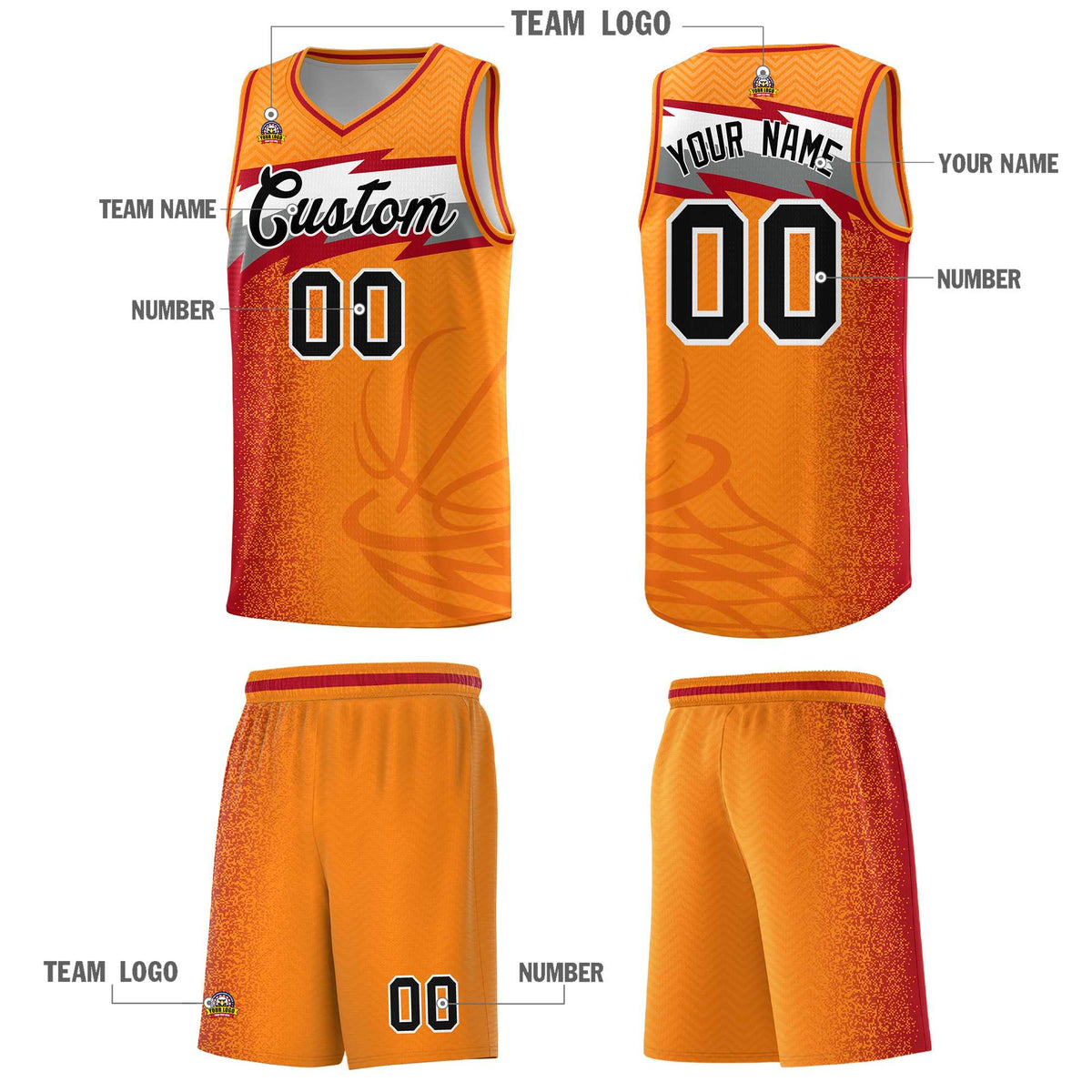 Custom Broncos Orange Dot Scatter Graffiti Pattern Sports Uniform Basketball Jersey|KXKSHOP