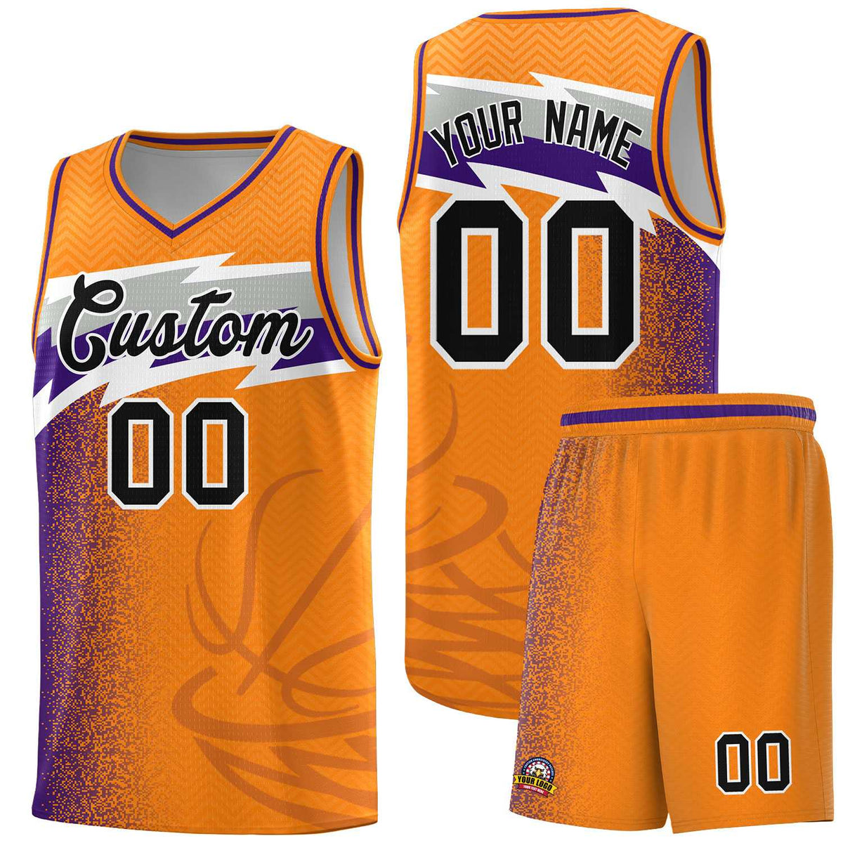 Custom Broncos Orange Dot Scatter Graffiti Pattern Sports Uniform Basketball Jersey|KXKSHOP