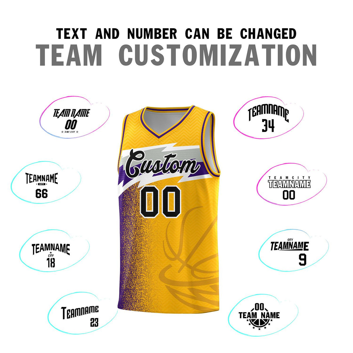 Custom Gold Dot Scatter Graffiti Pattern Sports Uniform Basketball Jersey|KXKSHOP