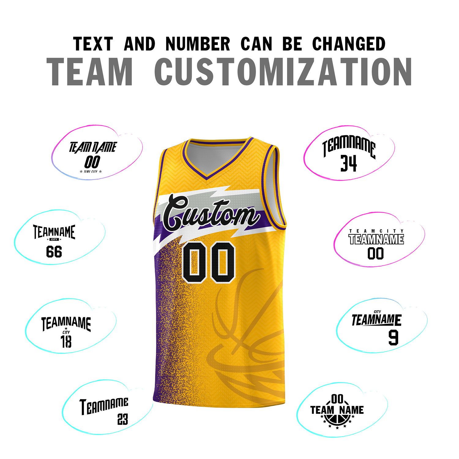 Custom Gold Dot Scatter Graffiti Pattern Sports Uniform Basketball Jersey|KXKSHOP