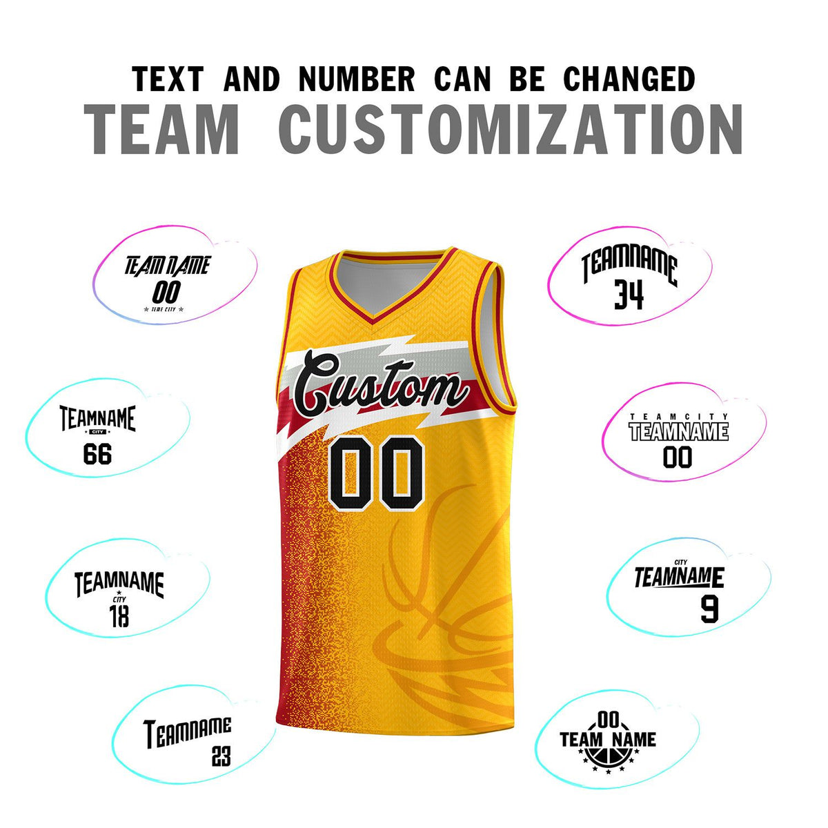 Custom Gold Dot Scatter Graffiti Pattern Sports Uniform Basketball Jersey|KXKSHOP