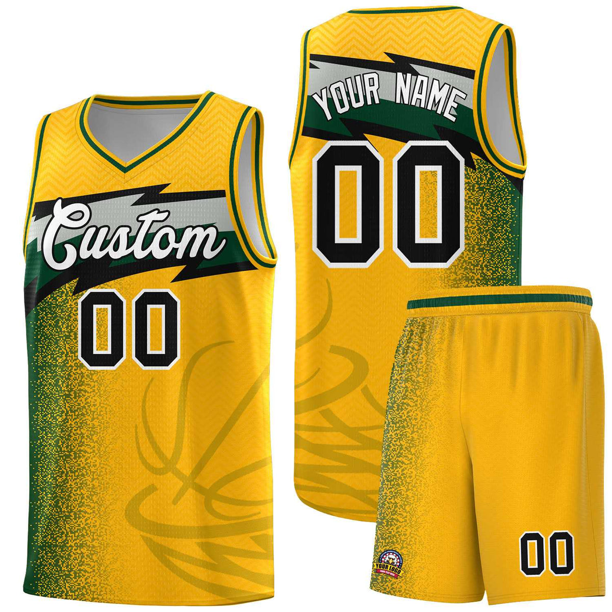 Custom Gold Dot Scatter Graffiti Pattern Sports Uniform Basketball Jersey|KXKSHOP