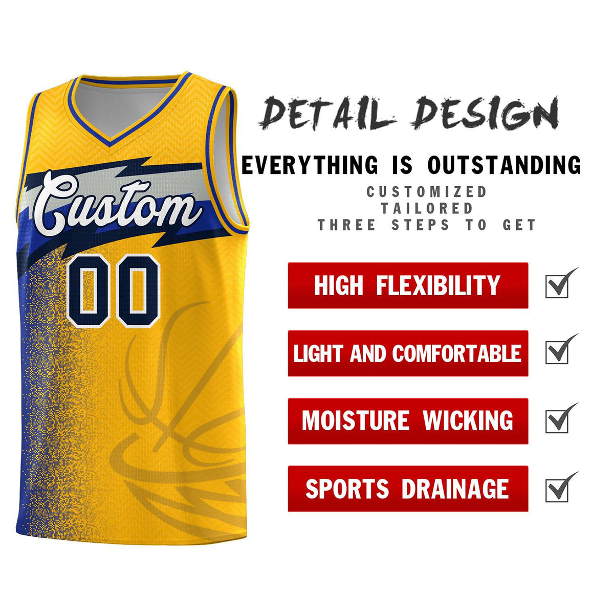 Custom Gold Dot Scatter Graffiti Pattern Sports Uniform Basketball Jersey|KXKSHOP