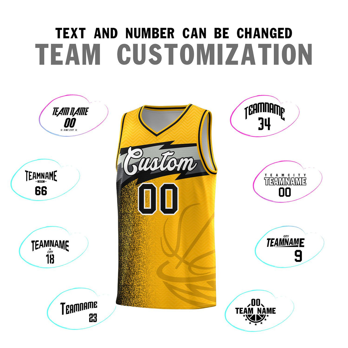 Custom Gold Dot Scatter Graffiti Pattern Sports Uniform Basketball Jersey|KXKSHOP