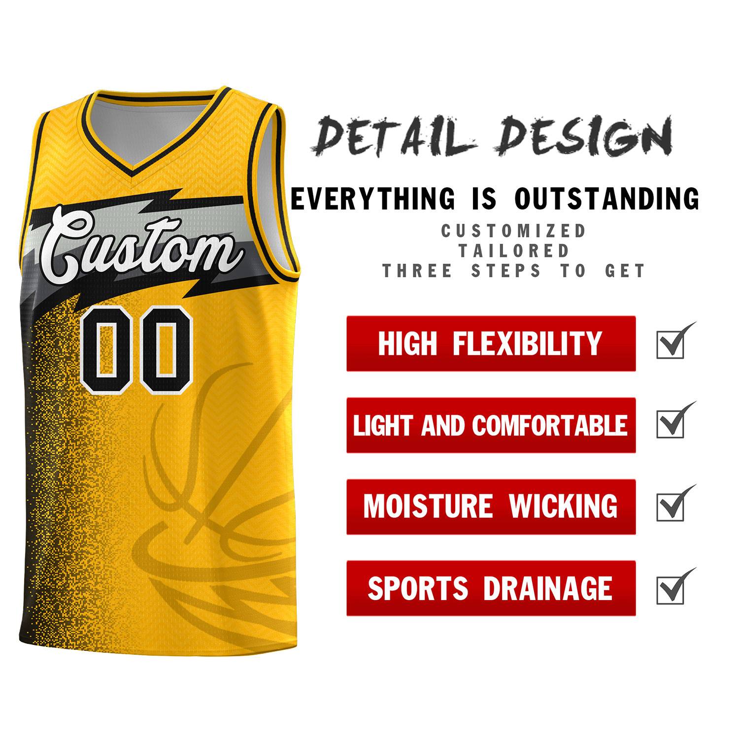 Custom Gold Dot Scatter Graffiti Pattern Sports Uniform Basketball Jersey|KXKSHOP