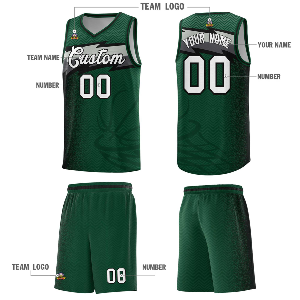 Custom Kelly Green Dot Scatter Graffiti Pattern Sports Uniform Basketball Jersey|KXKSHOP