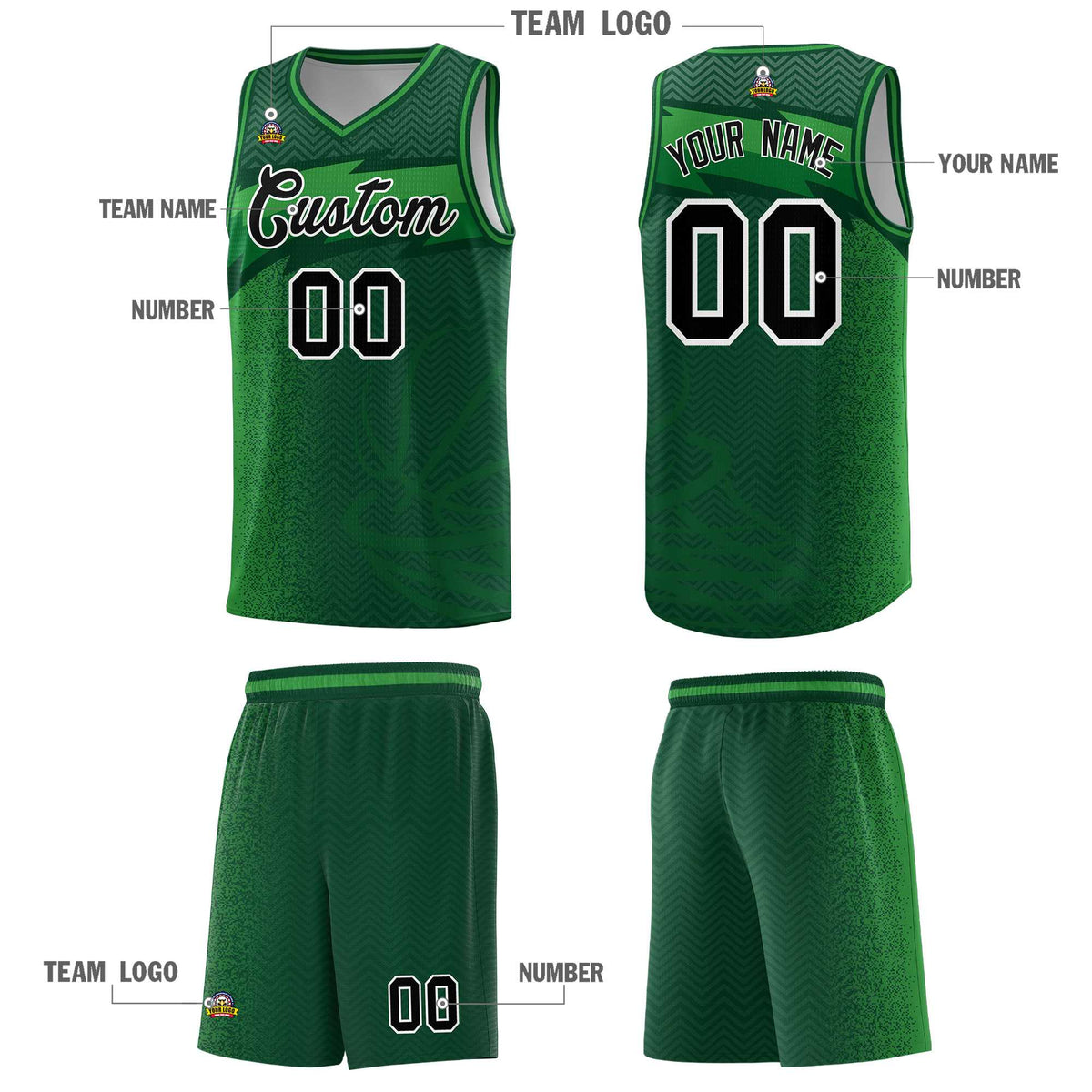 Custom Kelly Green Dot Scatter Graffiti Pattern Sports Uniform Basketball Jersey|KXKSHOP