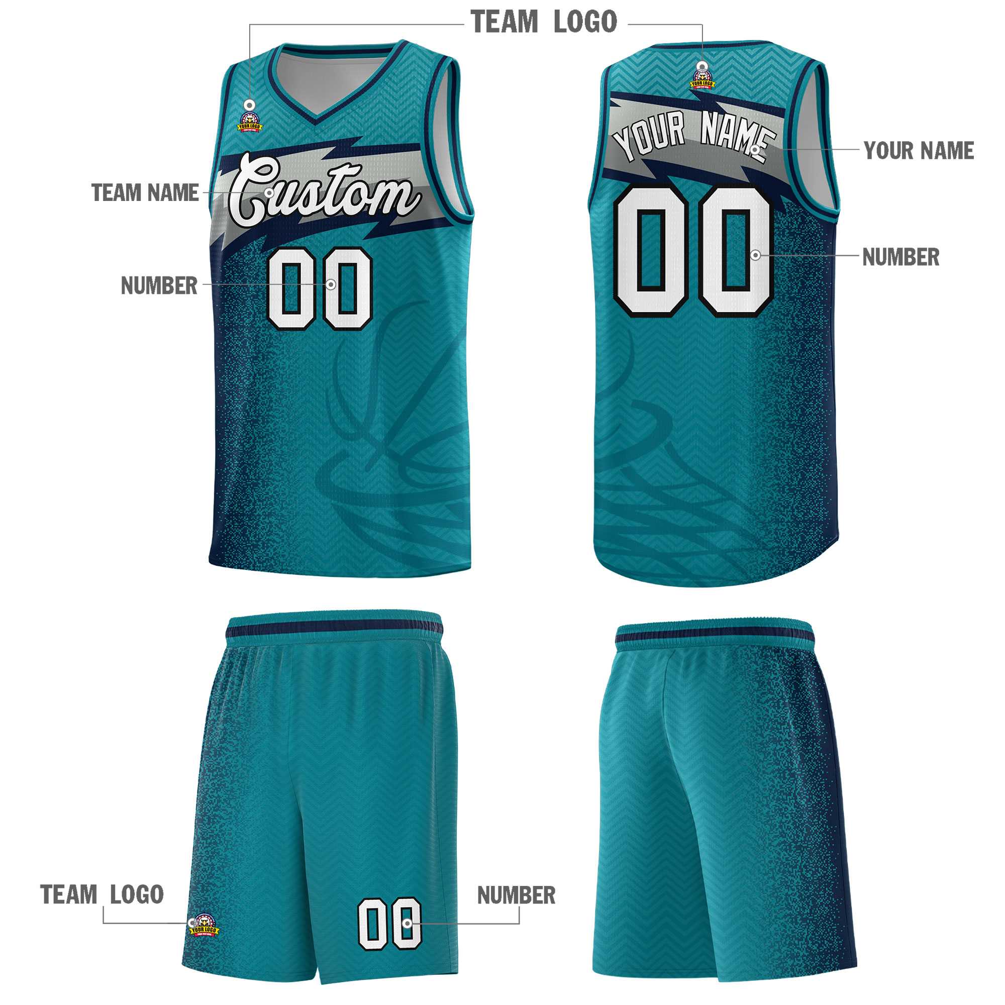 Custom Aqua Dot Scatter Graffiti Pattern Sports Uniform Basketball Jersey|KXKSHOP