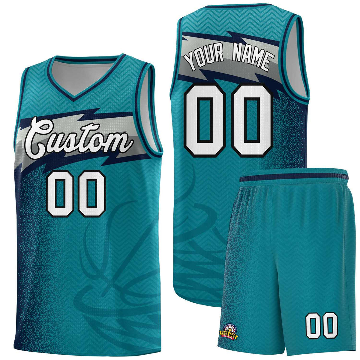 Custom Aqua Dot Scatter Graffiti Pattern Sports Uniform Basketball Jersey|KXKSHOP