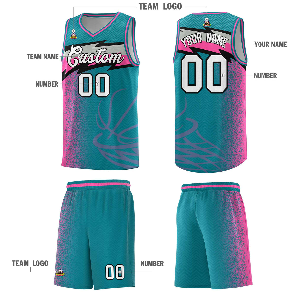 Custom Aqua Dot Scatter Graffiti Pattern Sports Uniform Basketball Jersey|KXKSHOP