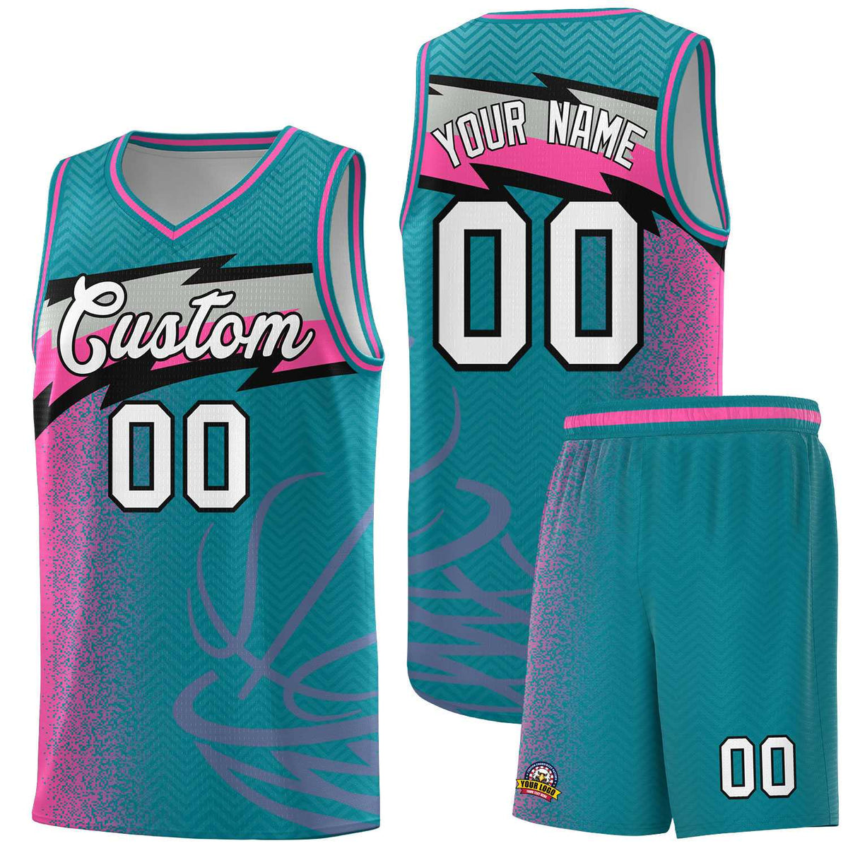 Custom Aqua Dot Scatter Graffiti Pattern Sports Uniform Basketball Jersey|KXKSHOP