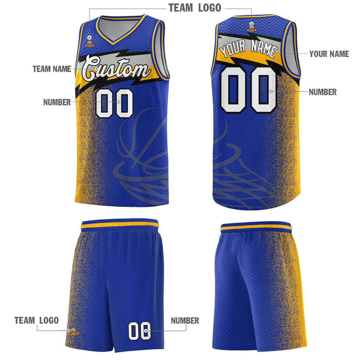 Custom Royal Dot Scatter Graffiti Pattern Sports Uniform Basketball Jersey|KXKSHOP
