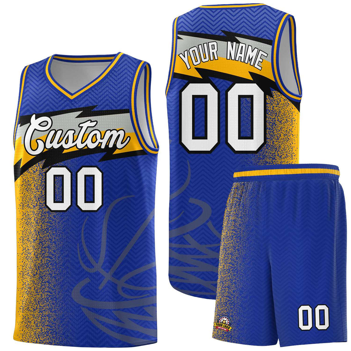 Custom Royal Dot Scatter Graffiti Pattern Sports Uniform Basketball Jersey|KXKSHOP