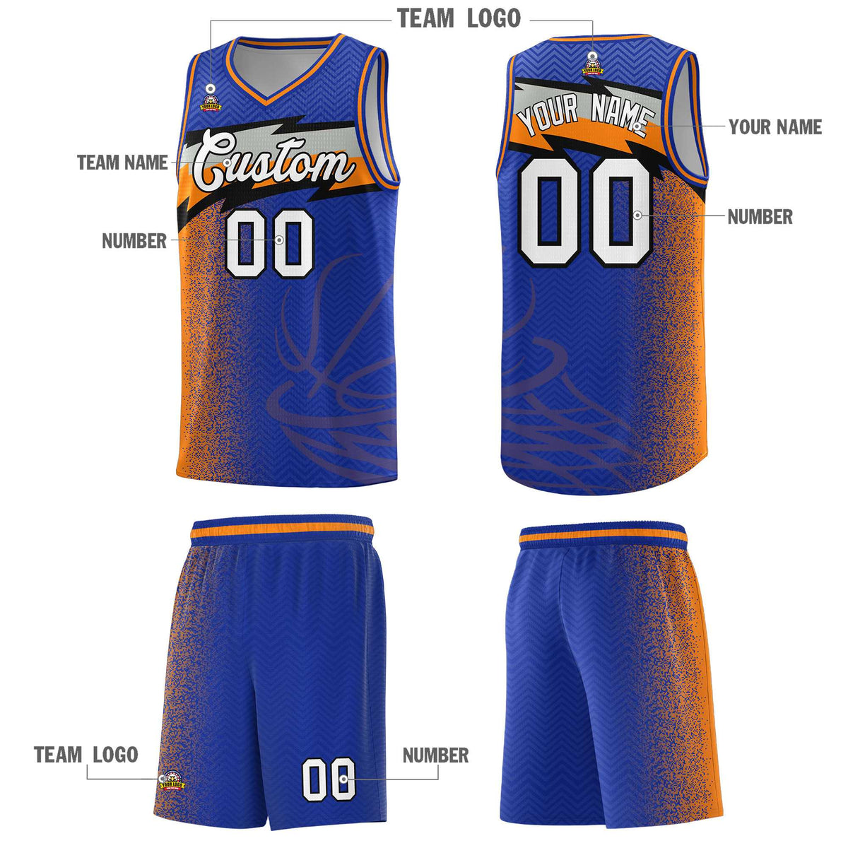 Custom Royal Dot Scatter Graffiti Pattern Sports Uniform Basketball Jersey|KXKSHOP
