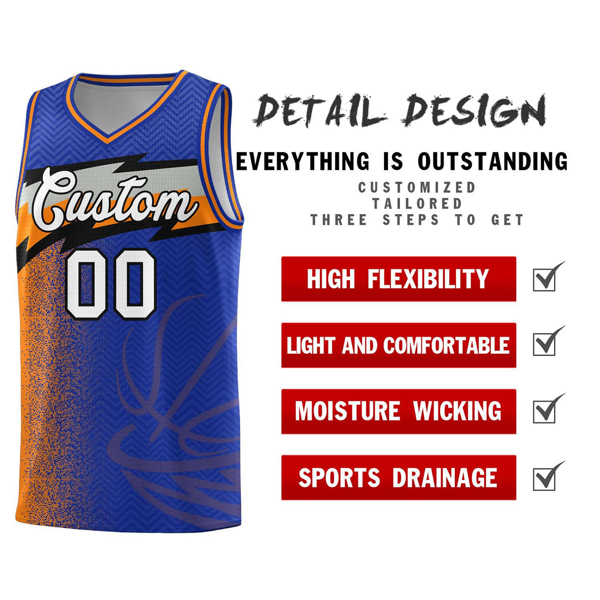 Custom Royal Dot Scatter Graffiti Pattern Sports Uniform Basketball Jersey|KXKSHOP