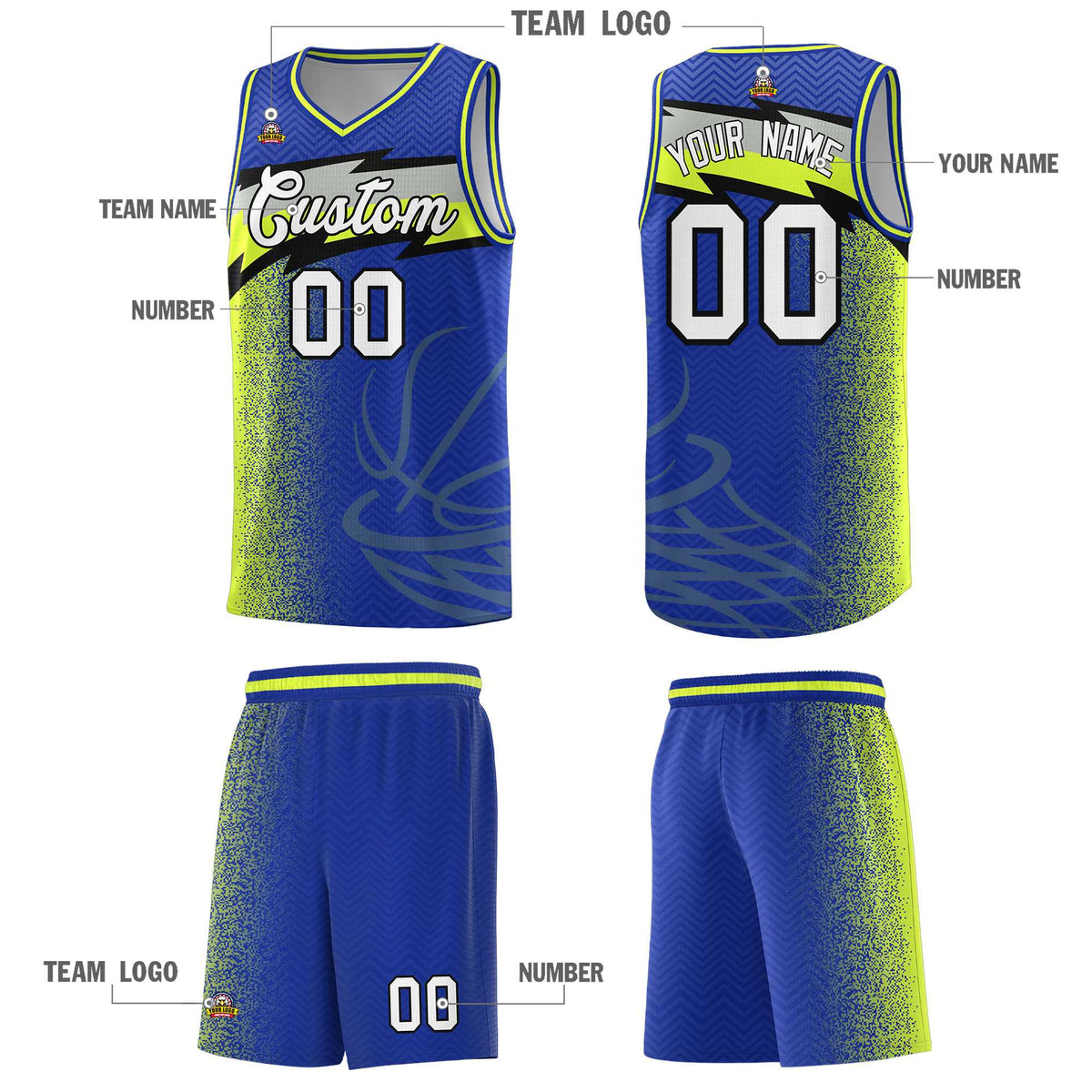Custom Royal Dot Scatter Graffiti Pattern Sports Uniform Basketball Jersey|KXKSHOP