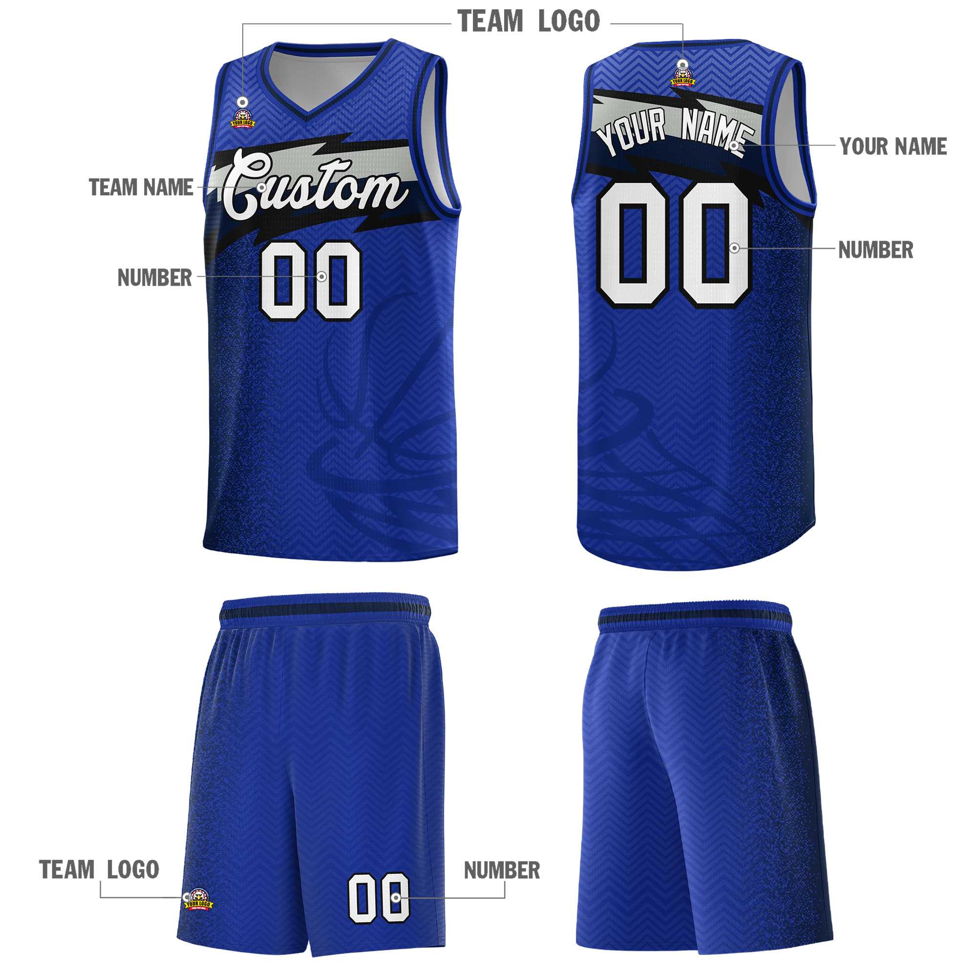 Custom Royal Dot Scatter Graffiti Pattern Sports Uniform Basketball Jersey|KXKSHOP
