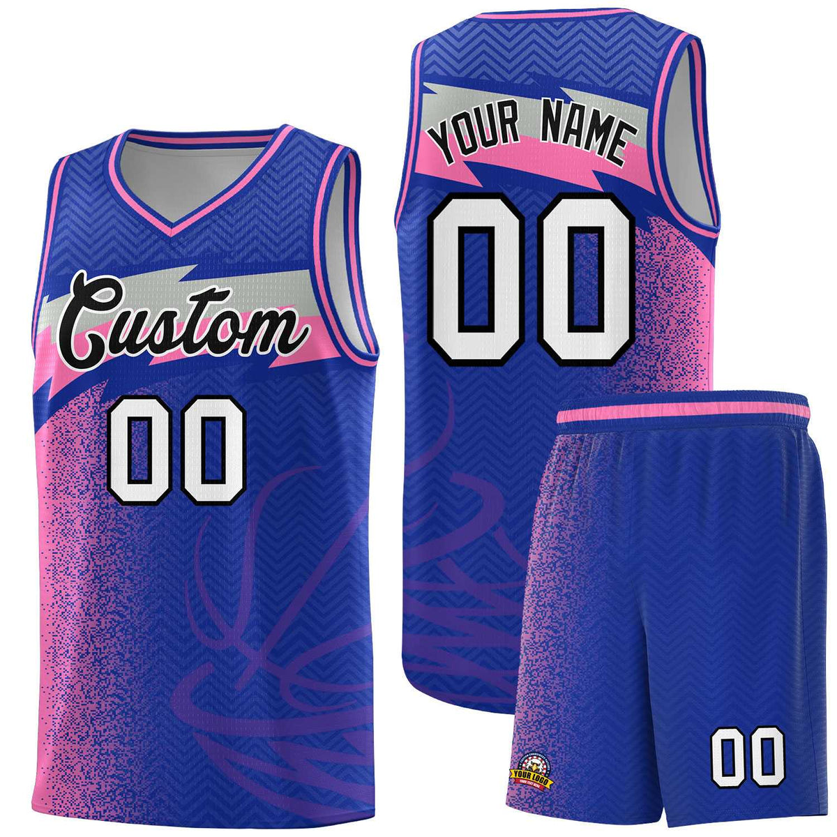 Custom Royal Dot Scatter Graffiti Pattern Sports Uniform Basketball Jersey|KXKSHOP