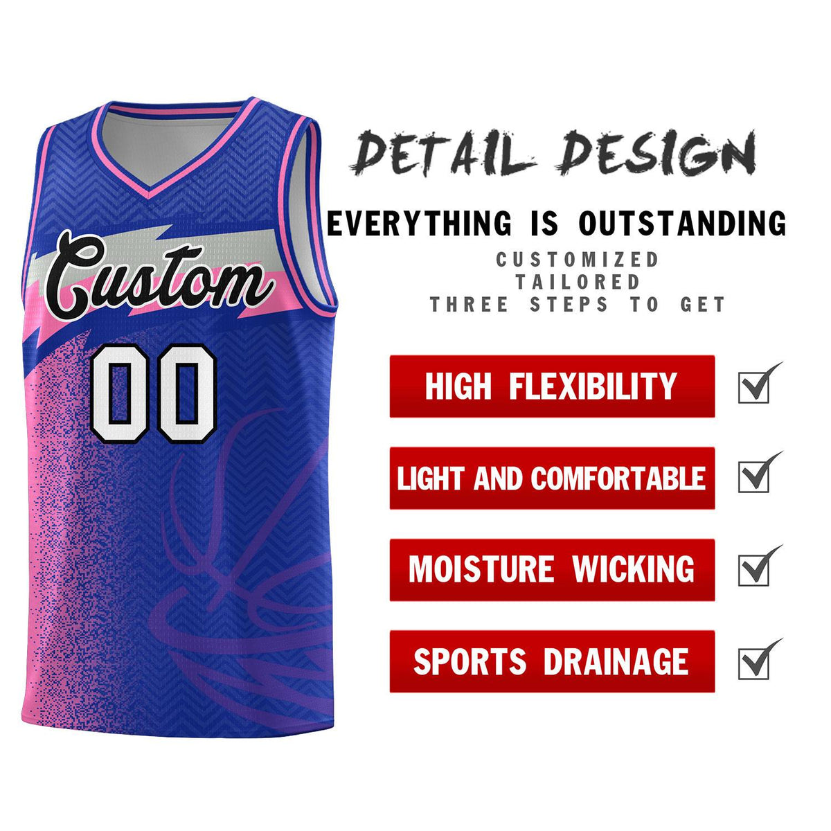 Custom Royal Dot Scatter Graffiti Pattern Sports Uniform Basketball Jersey|KXKSHOP