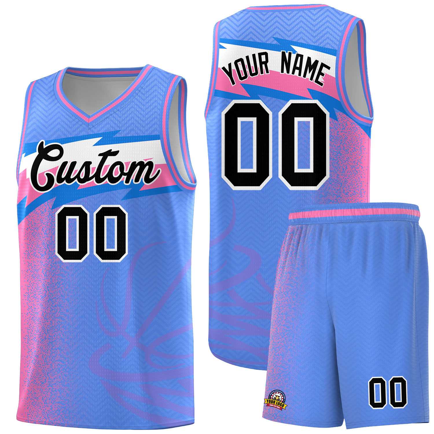 Custom Blue Dot Scatter Graffiti Pattern Sports Uniform Basketball Jersey|KXKSHOP