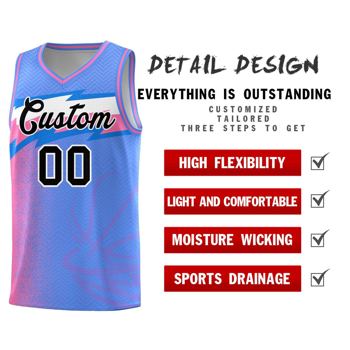 Custom Blue Dot Scatter Graffiti Pattern Sports Uniform Basketball Jersey|KXKSHOP