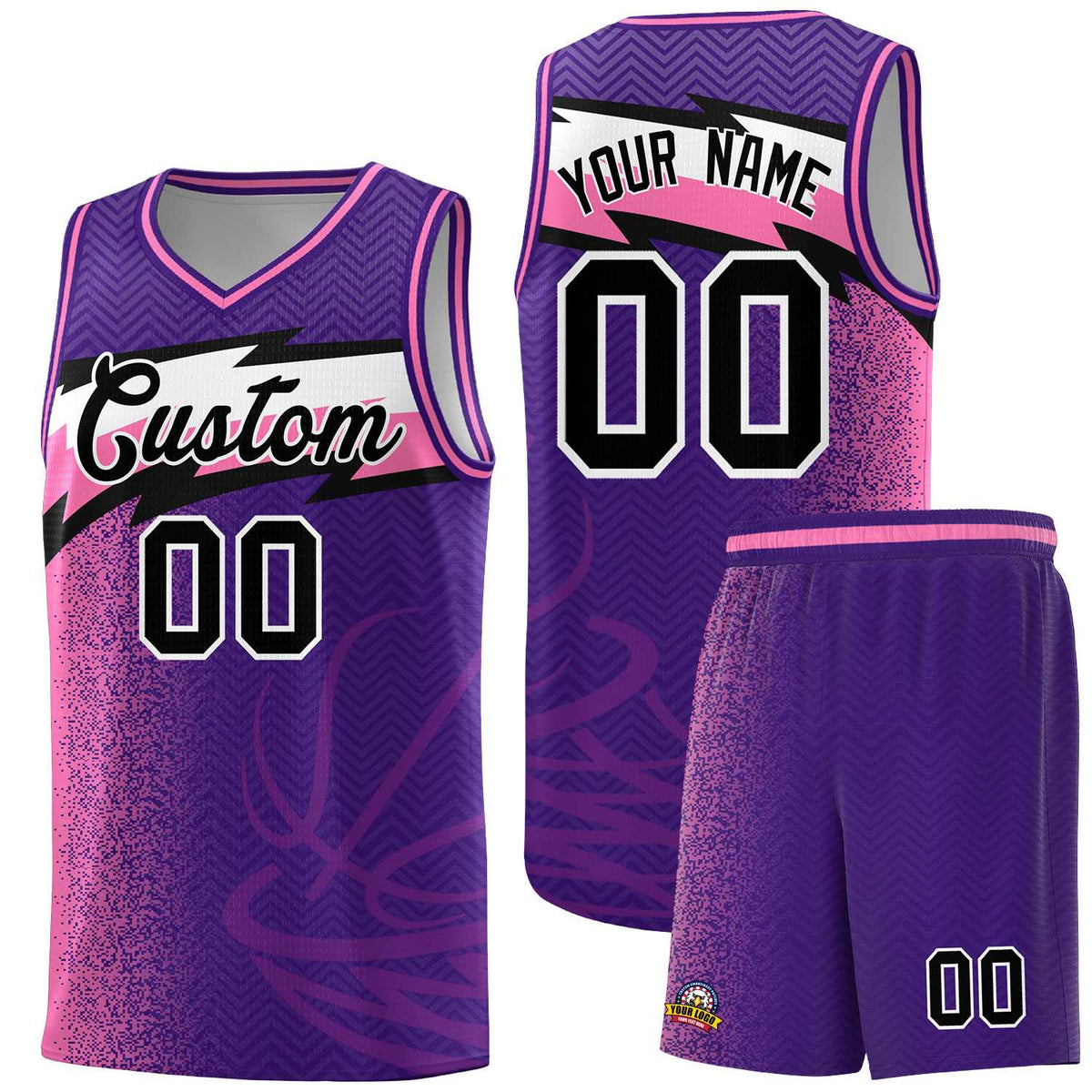 Custom Purple Dot Scatter Graffiti Pattern Sports Uniform Basketball Jersey|KXKSHOP
