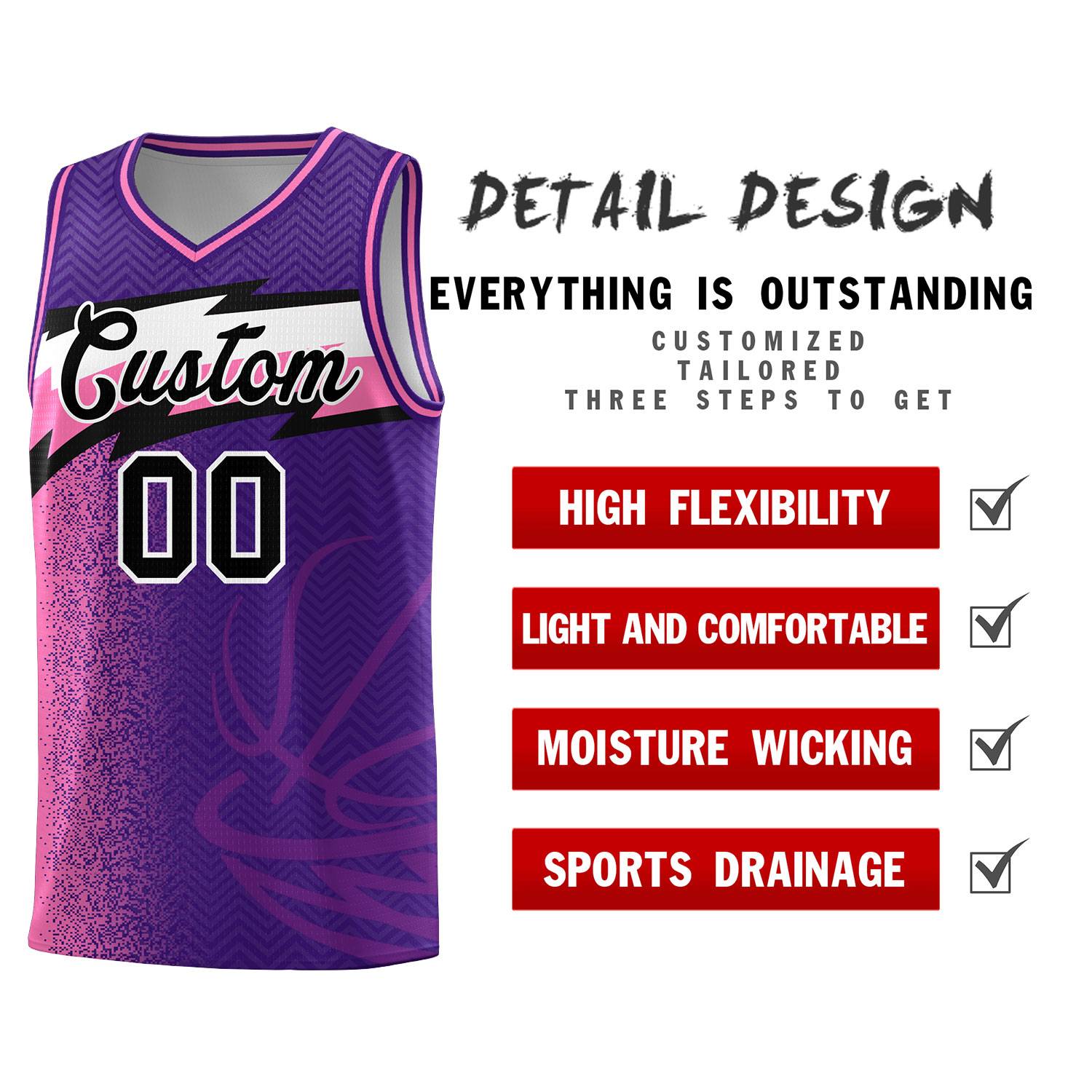 Custom Purple Dot Scatter Graffiti Pattern Sports Uniform Basketball Jersey|KXKSHOP
