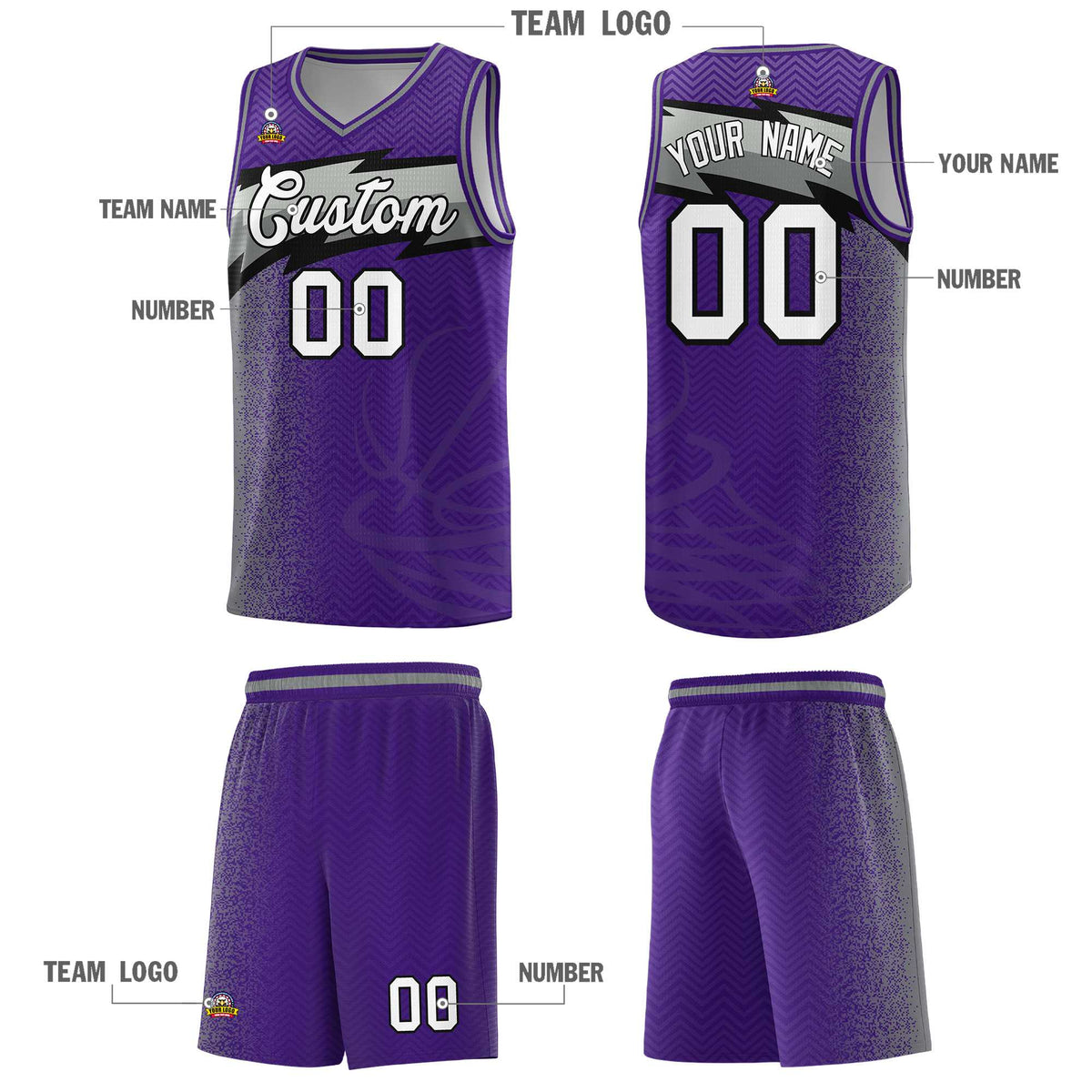 Custom Purple Dot Scatter Graffiti Pattern Sports Uniform Basketball Jersey|KXKSHOP