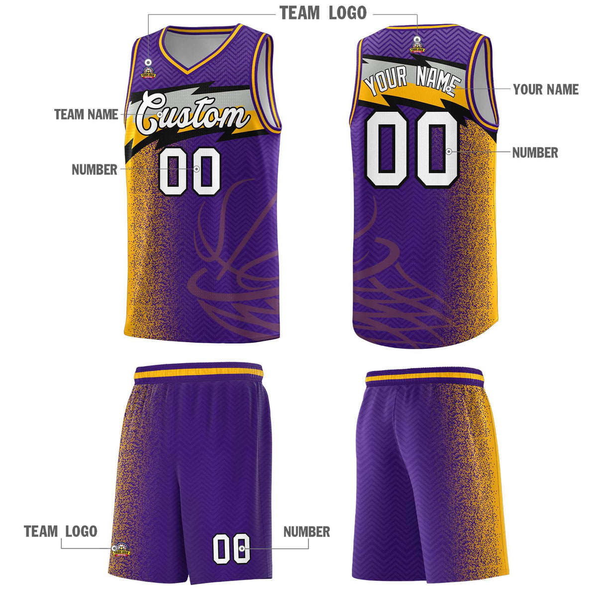 Custom Purple Dot Scatter Graffiti Pattern Sports Uniform Basketball Jersey|KXKSHOP