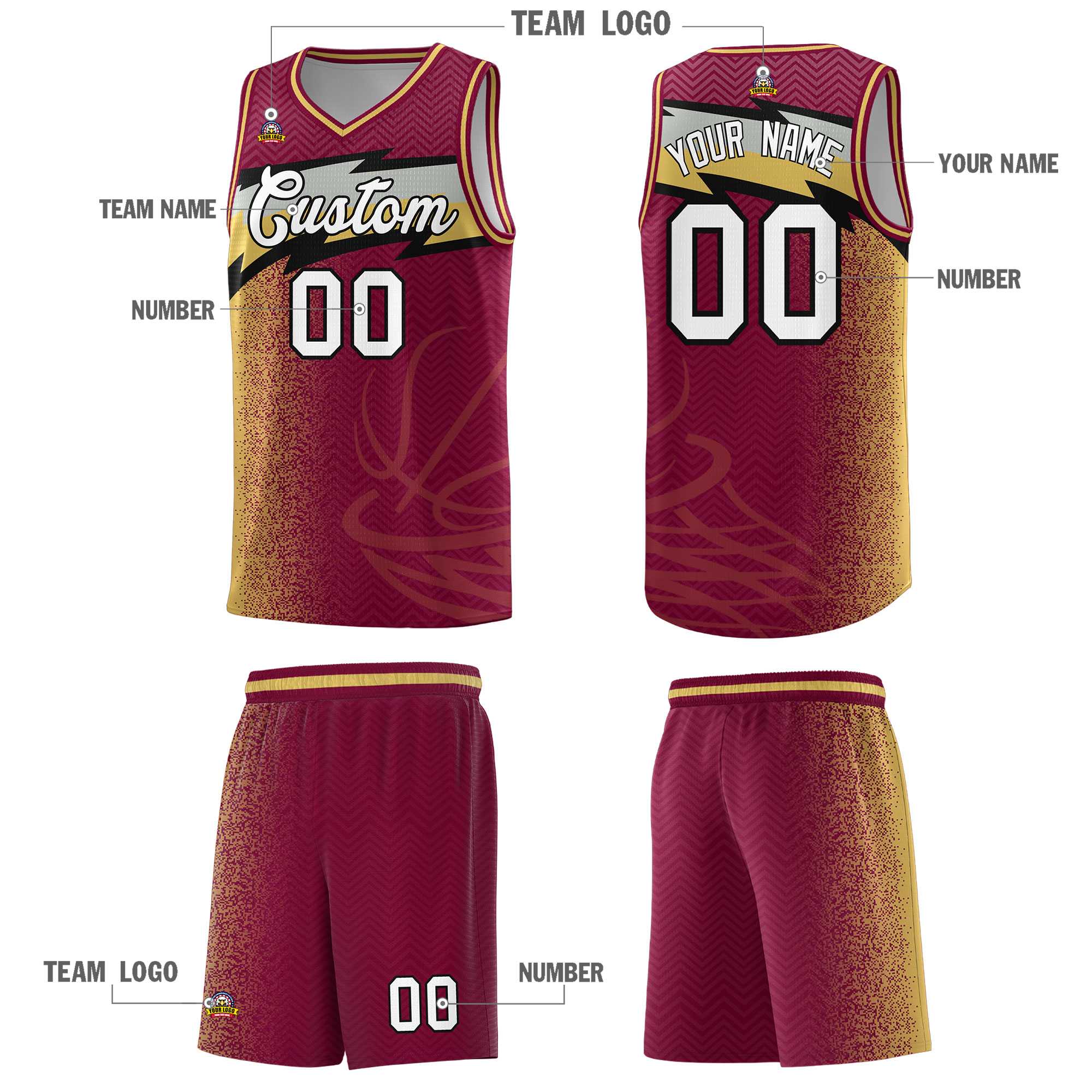 Custom Crimson Dot Scatter Graffiti Pattern Sports Uniform Basketball Jersey|KXKSHOP