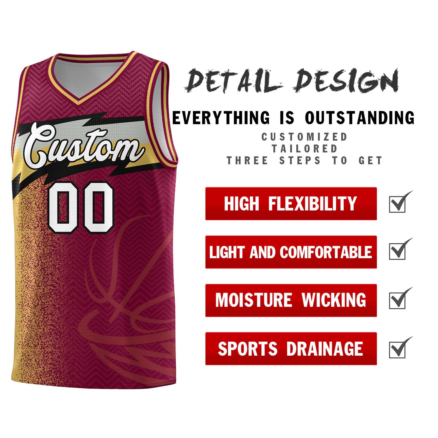 Custom Crimson Dot Scatter Graffiti Pattern Sports Uniform Basketball Jersey|KXKSHOP