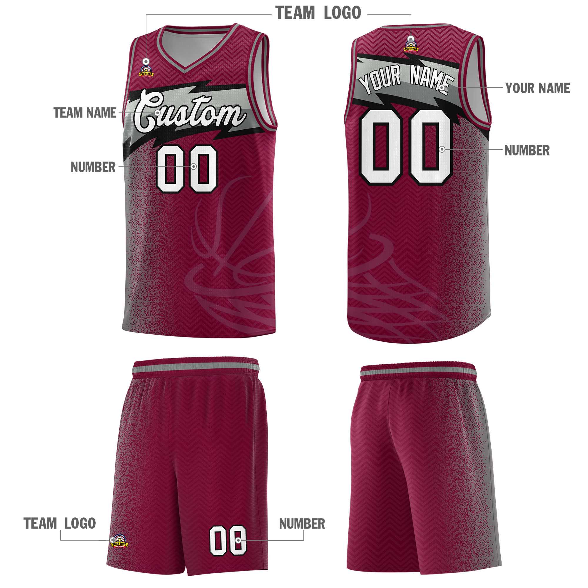 Custom Crimson Dot Scatter Graffiti Pattern Sports Uniform Basketball Jersey|KXKSHOP
