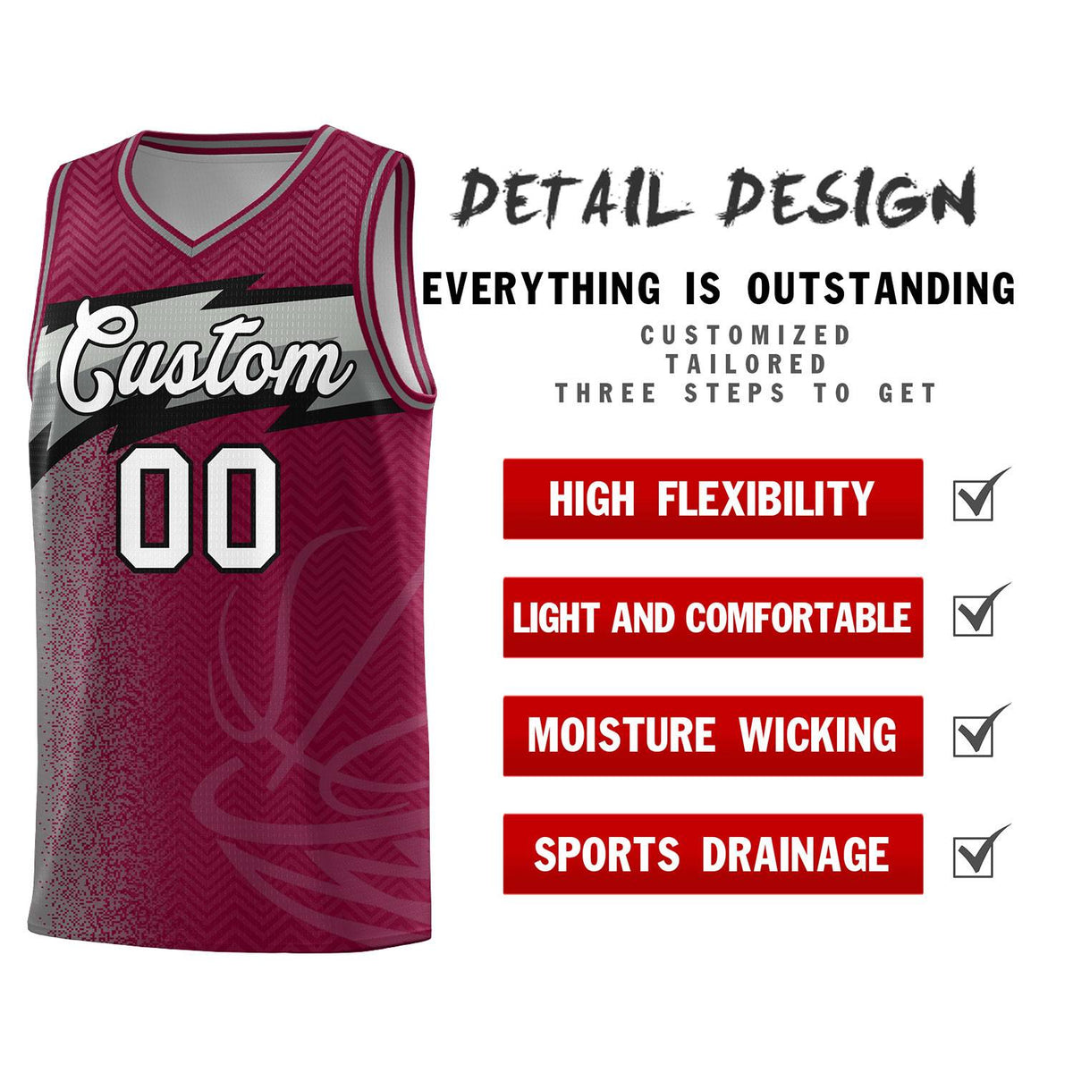 Custom Crimson Dot Scatter Graffiti Pattern Sports Uniform Basketball Jersey|KXKSHOP