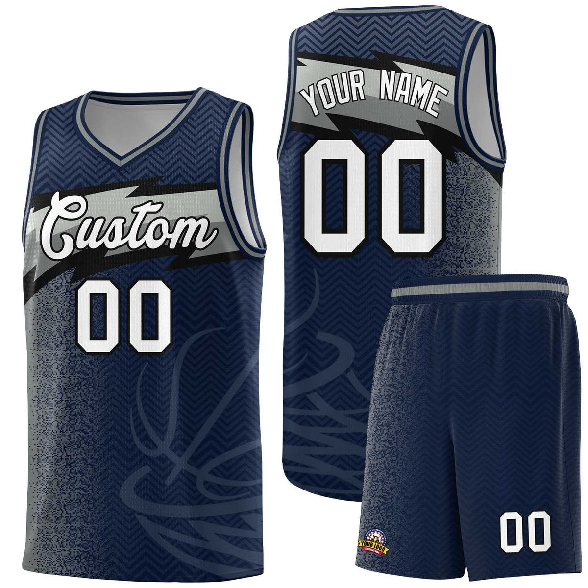 Custom Navy Dot Scatter Graffiti Pattern Sports Uniform Basketball Jersey|KXKSHOP