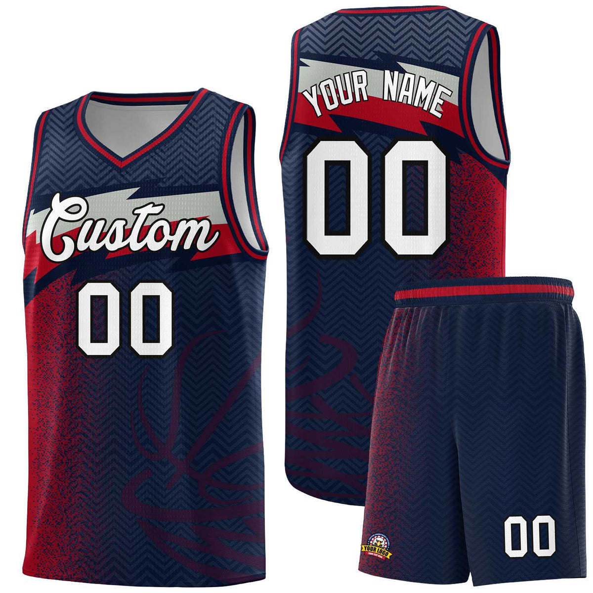 Custom Navy Dot Scatter Graffiti Pattern Sports Uniform Basketball Jersey|KXKSHOP