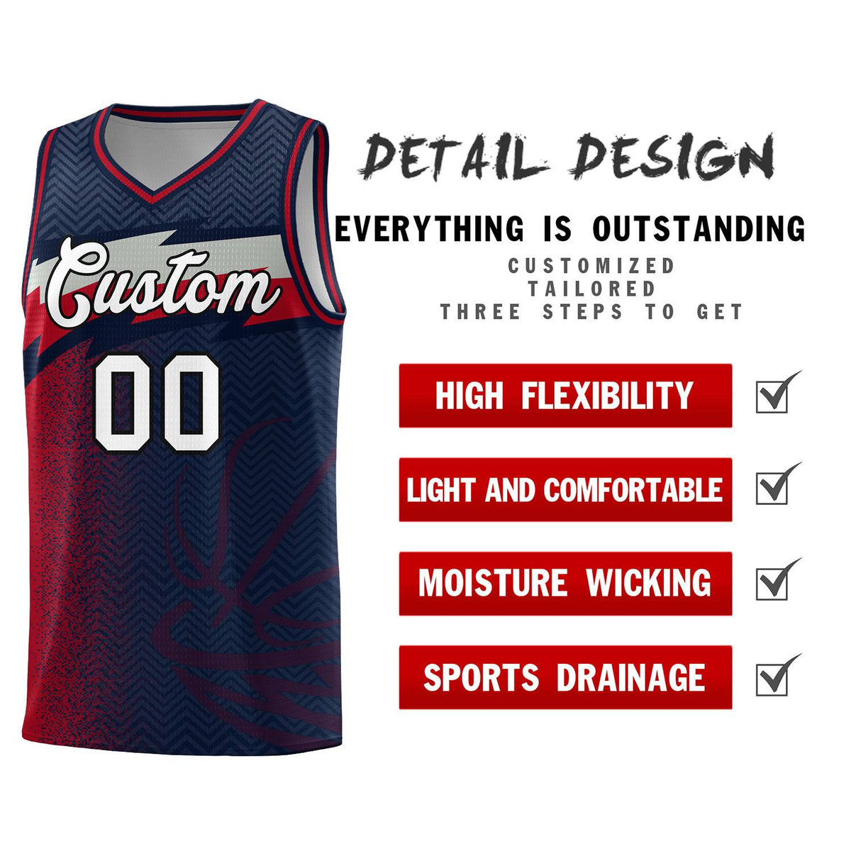 Custom Navy Dot Scatter Graffiti Pattern Sports Uniform Basketball Jersey|KXKSHOP