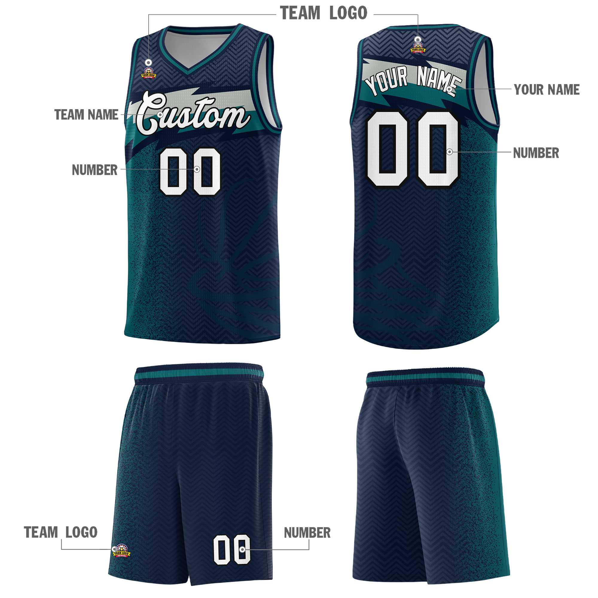 Custom Navy Dot Scatter Graffiti Pattern Sports Uniform Basketball Jersey|KXKSHOP