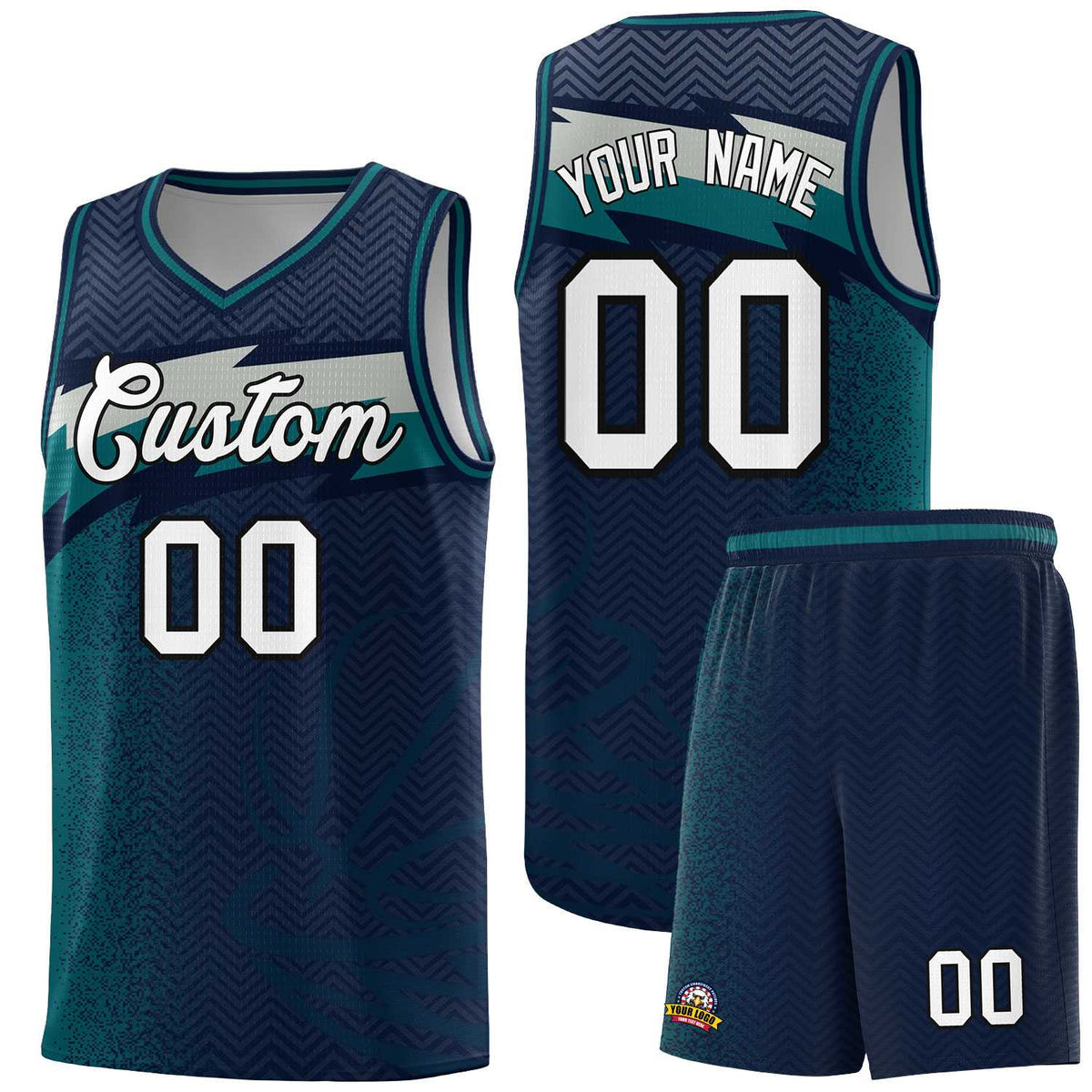 Custom Navy Dot Scatter Graffiti Pattern Sports Uniform Basketball Jersey|KXKSHOP