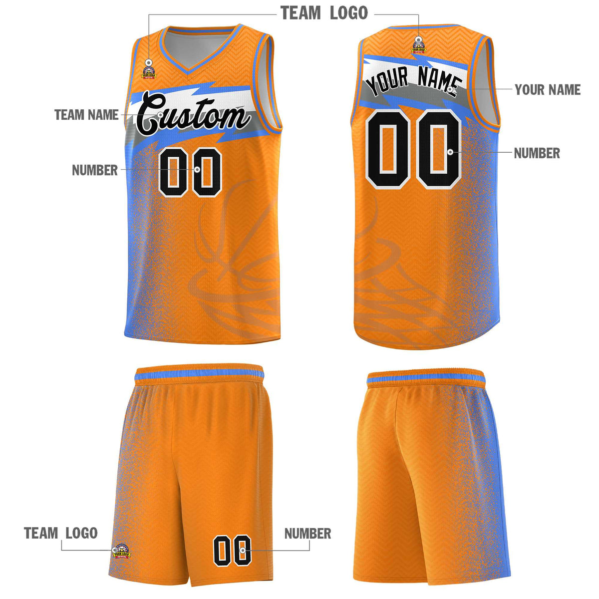 Custom Broncos Orange Dot Scatter Graffiti Pattern Sports Uniform Basketball Jersey|KXKSHOP