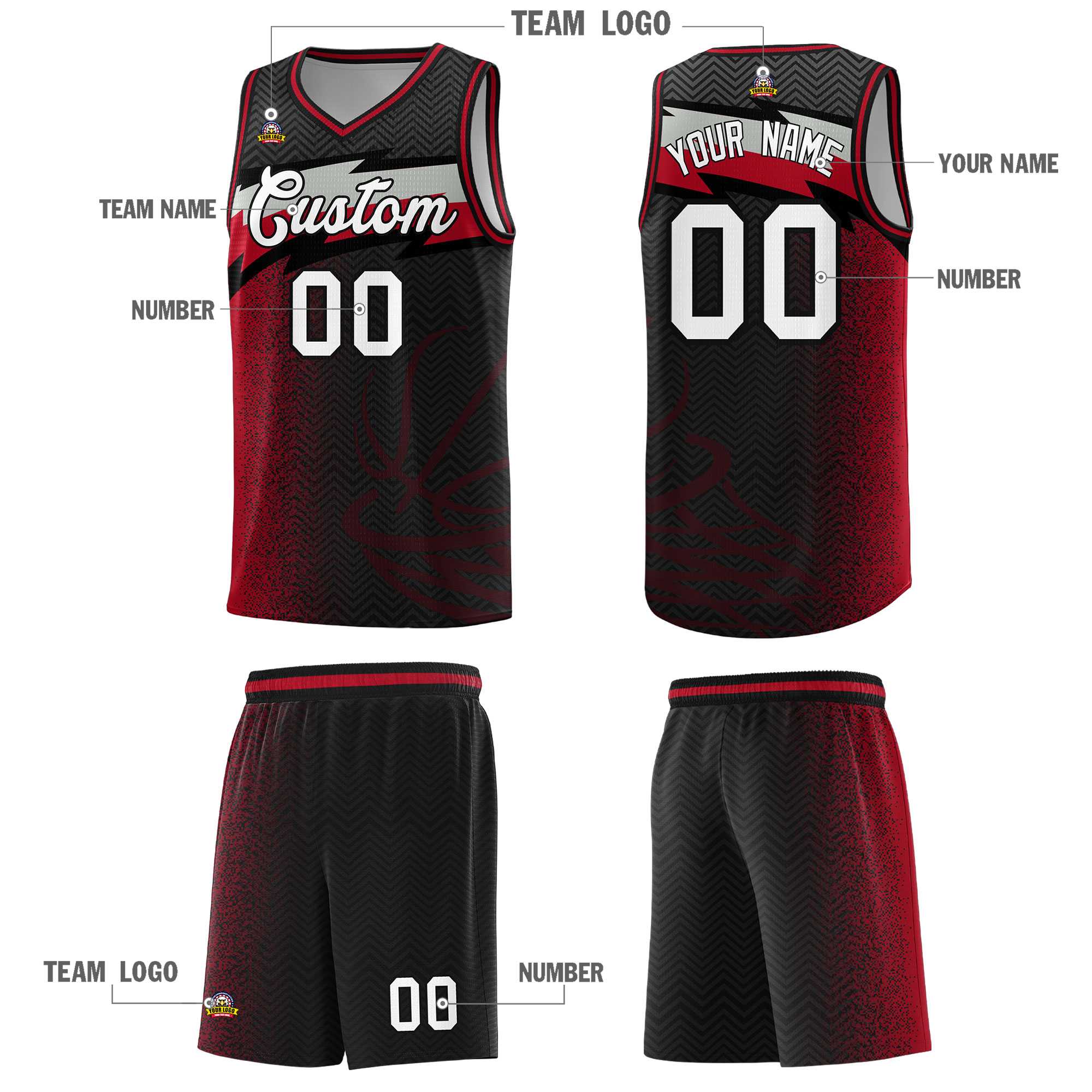 Custom Black Dot Scatter Graffiti Pattern Sports Uniform Basketball Jersey|KXKSHOP